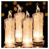 4PCS White LED Candles (D:2.5" x H:7") ,Flameless Pillar Candles,Battery Operated Candles/Fake Candle, Velas Artificiales Para Decoracion for Valentine