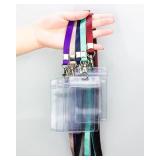 Teskyer Lanyards for ID Badges, 3 Pack of Lanyard with ID Card Holder, Extra Thick Clear Waterproof Resealable Zip ID Badge Holder with Lanyard for Office, School, Cruise Ship Cards