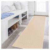 KOZYFLY Boho Runners for Hallways 2x7 ft Washable Hall Carpet Runner Non Slip Kitchen Rug Beige Cotton Entryway Rugs Throw Bedside Indoor Hallway Bedroom Kitchen,Beige/White (Boho Rug)