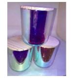 Candle Holder Iridescent With Wooden Lid, 4 in W x 5 in T (Set of 3)