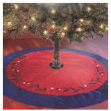 Tree Skirt 40 inch Burgundy and Navy