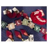 BELIEVE Table Decor , 7 Ornaments and 4 pk Utensil Holders