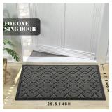 Yimobra Front Door Mat Outdoor Indoor, 100% Waterproof All-Season All-Weather Welcome Matt, Heavy Duty Doormat for Home Outside Entrance, Non Slip Floor Mat for House Entry Patio,29.5 x 17, Black Gray