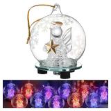 Syhood LED Angel Ornaments for Christmas Tree 2.4 Inch Lighted Angel Snow Globe Decorations Color Changing Crystal Ball Hanging Ornament for Xmas Decor(12 Pcs, Pentagram)