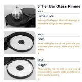 Bar Glass Rimmers 3 Tier for Cocktail, Sugar Salt Rimmer