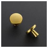 Ravinte 10 Pack Drawer Pulls 1-1/4 Inch Kitchen Cabinet Knobs Solid Brushed Brass Round Dresser Drawer Knobs Gold Dresser Knobs Drawer Knobs Simple Cabinet Hardware for Cupboard Drawer Pulls