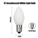 SUNSGNE C7 White Outdoor Christmas Replacement Light Bulbs, 5 Watt E12 Candelabra Base Bulbs - Great for Salt Lamp, Night Lights, Decorative Lights, Christmas Outdoor String Lights, Pack of 25