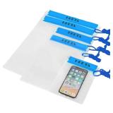 HEETA 5-Pack Clear Waterproof Dry Bag, Water Tight Cases Pouch Dry Bags for Camera Mobile Phone Maps, Kayaking Boating Document Holder (Blue)