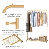 Sywhitta Clothes Rack on wheels, Clothing Rack with Bottom Mesh Storage Shelf,Sturdy Metal Frame,Rolling Garment Rack for Hanging Clothes,Coats,Skirts,39.76" L x 16" W x 64.56" H,Golden