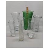 Glass Vases & 13" Resin Bird (broken beak)