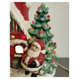 Vintage Light Up Ceramic Santa House