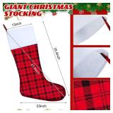 Giant Christmas Stocking 5pk Felt Jumbo Christmas Stockings Xmas 43 Inch Extra Large Stockings Christmas Stockings Bulk Christmas Tree Hanging Ornaments for Decoration (Red, Black,Plaid Style)