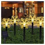 Christmas Snowflake Pathway Lights Outdoor, Set of 5 Landscape Path Lights for Holiday Decoration, Snowflake Christmas Outdoor Decorations for Party, Yard, Patio, Lawn, Garden, Path, Festival (White)