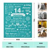 CUJUYO Gifts for 14 Year Old Girls/Boys Blanket 60"x50", Sweet 14th Birthday Gifts for Girls Blankets, Best 14 Year-Old-Girl Gift Ideas for Birthday, Happy 14th Birthday Decorations for Girls