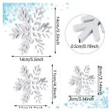 Bucherry 12 Pcs Christmas Wooden Snowflake Decoration Winter Snowflake Signs 3D Snowflake Tabletop Decor Snowflake Centerpiece Xmas Snowflake Signs for Home Xmas Party(White)