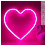 VIFULIN Heart Neon Sign Neon Heart Lights Pink Heart Led Light, Led Heart Lamp Heart Decorations for Home, Hanging Heart Gifts Heart Wall Decor USB/Battery Operated Heart Light for Bedroom Living room