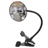 Ampper Glass Clip On Rear View Cubicle Mirror, Flexible Convex Security Mirror for Personal Safety Desk Rearview Monitors or Anywhere (3.75", Round)