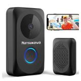 NATSUKAWA Doorbell Camera Wireless - Smart WiFi Video Doorbell with Chime- App Alerts, IP65, Night Vision, 2 Way Audio Door Bell kits, Powered Smart Security Camera Video Wireless Doorbell for Home