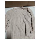 Womens Oversized Casual Sweaters Batwing Long Sleeve Crew Neck Chunky Ribbed Knit Pullover Loose Solid Jumper Tops Side Split (No Tag Appears Large Beige)