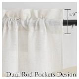 RYB HOME Window Topper Curtains - Linen Sheer Curtains Window Toppers Swag Curtains Simitransparent Sheer Valances for Bedroom Cabinet Kitchen, Linen, 36 x 36 inch Long, 2 Panels