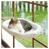 AMOSIJOY Cordless Cat Window Perch, Cat Hammock for Window with 4 Strong Suction Cups, Solid Metal Frame and Soft Cover, Cat Beds for Indoor Cats