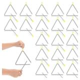 Steel Triangle Instrument Percussion Instrument 20pcs 6in Musical Instruments Hand Percussion Triangles Rhythm Triangle Instrument with Striker for Kids Adults