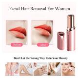 Facial Hair Removal for Women Painless Hair Remover, Waterproof Shaver Razor Hair Remover with LED Light for Face Bikini Peach Fuzz Upper Mustache Lip Chin (Rose Gold)