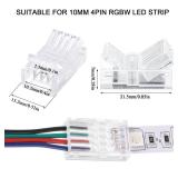 Flutesan 20 Pcs 4 Pin 10 mm LED Strip Connector RGB LED Strip Lights Waterproof Adapter Connectors Transparent Solderless for Strip Light Unwired Gapless Track Connector 5v 12v 24v