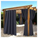 BONZER Waterproof Indoor/Outdoor Curtains for Patio - Thermal Insulated, Sun Blocking Grommet Blackout Curtains for Bedroom, Porch, Living Room, Pergola, Cabana, 2 Panels, 70 x 108 inch, Dark Grey