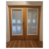 French Doors W/ Glass Inlays and Hunter Douglas Shades