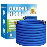 Flexible Garden Hose Water Pipe: 50FT Water Hose with Solid Brass Fittings, Durable No Kink Water Hose Flexible Hose for Gardening Lawn Car Pet Washing, Blue