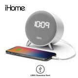 iHome Bluetooth Alarm Clock with 5W USB Charger, Dimmable LED Clock Display and Dual Alarms, Ideal for Bedroom, Home Office and Dorm Room