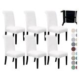 SPRINGRICO 6 Pack Dining Room Chair Covers with seat Belt, Stretch Parsons Chair Slipcover Washable Kitchen Dining Chair Cover Removable Seat Protector Set of 6, S1- White