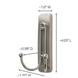 Command Large Brushed Nickel Double Hooks, 2 Hooks and 2 Command Strips, Damage Free Hanging Wall Hooks with Adhesive Strips, Coat Hooks for Hanging Christmas Decorations, Holds up to 4 lb