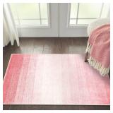 Wonnitar Modern Ombre Small Rug, 2x3 Pink Bathroom Rugs, Contemporary Kitchen Rugs and Mats Washable, Non-Slip Soft Gradient Bedroom Accent Throw Floor Carpet for Bedside Bath Dorm (Pink,2