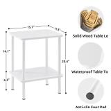 Apicizon 2 Tier End Table, Boho Side Table with Storage Shelf, Nightstand Bedside Table for Small Spaces, Bedroom, Living Room, Entryway, Farmhouse, Easy Assembly,White