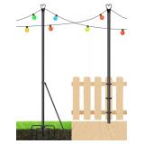 XDW-GIFTS String Light Pole - Steel Poles for Outdoor String Lights Hanging, Garden, Backyard, Patio Lighting Stand for Parties, Christmas, Wedding, 2 Pack