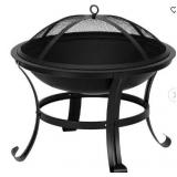 Karl home 22 in. W x 20 in. H Round Metal Wood Burning Fire Pit in Black