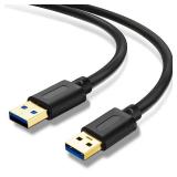 Jelly Tang USB 3.0 A to A Male Cable 6Ft,USB to USB Cable USB Male to Male Cable USB Cord with Gold-Plated Connector for Hard Drive Enclosures, DVD Player, Laptop Cooler (6Ft/1.8M)