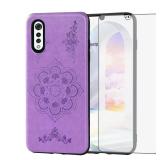 Asuwish Compatible with LG Velvet 5G/LGVelvet Verizon G5 UW T-Mobile 2020 Case and Tempered Glass Screen Protector Thin Slim Soft TPU Flower Cell Phone Cover for LM G900UM 4G Tmobile Women Men Purple