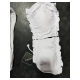 ZAFUL Women 2 Piece Strapless Bikini Swimsuits Ruffle Ribbed Bandeau Bikini Set High Cut Bathing Suits (0-White, M)