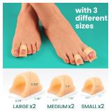 Welnove Hammertoe Corrector - 6 Pack Toe Splints - Soft Gel Toe Straighteners - Realign Bent, Curled, Crooked, Claw, Hammer Toes - Toe Corrector for Men and Women, 3 Different Sizes (Beige)