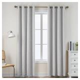 CUCRAF Full Blackout Window Curtains 84 inches Long, Faux Linen Look Thermal Insulated Grommet Drapes Panels for Bedroom Living Room, Set of 2 (52 x 84 inches, White)