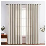 jinchan Linen Curtains 84 Inches Long for Living Room Oat Farmhouse Rod Pocket Back Tab Light Filtering Window Drapes for Bedroom Curtains 2 Panels