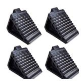 HOXWELL Solid Heavy Duty Rubber Wheel Chocks 4 Packs, Premium Wheel Stopper for Car, Travel Trailers, RV, Truck, and ATV(4 pcs, Black) 8" x 4" x 6"