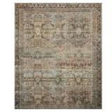 Loloi II Layla Printed Oriental Distressed Olive / Charcoal 9 -0 x 12 -0 Area Rug