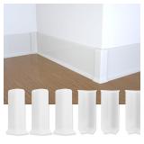 COUKIU Self Adhesive Baseboard Corner Blocks, 4inch(Width)3 Inside + 3 Outside Corners-Connector Between The Wall Base Cove Base Rubber Moulding Trim, Perfect Match for Our S100 Baseboard(White)