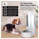 RIZZARI Automatic 9L Gravity Stainless Steel Pet Waterer, Fortunate Angular Water Feeder with Edges, Safe and Large Capacity, Suitable for Small and Medium-Sized Cats and Dogs (9L with Filter), White