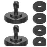 2 Packs Thumb Screw Camera Quick Release Adapter with 4 Packs Rubber Washers,1/4 Male to 1/4 Female Thread Thumbscrew L Bracket Mount Tripod Screw Rubber Pads for Camera Mounting Plate Flash Bracket