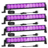 Onforu 4 Pack 42W LED Black Lights, Blacklight Bars with Plug and Switch, Glow in The Dark Party Supplies for Halloween Decorations, Bedroom, Classroom, Body Paint, Stage Lighting, Poster, Black